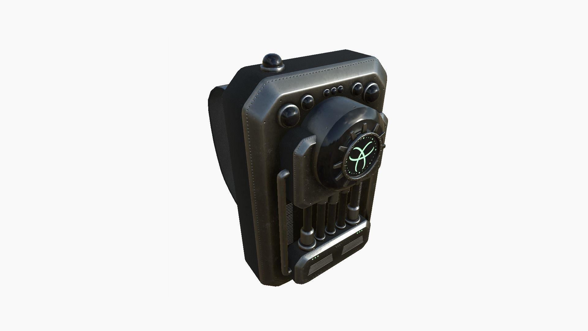 SciFi Backpack I01 Dark Metal - Fashion Character Design Low-poly 3D model_2