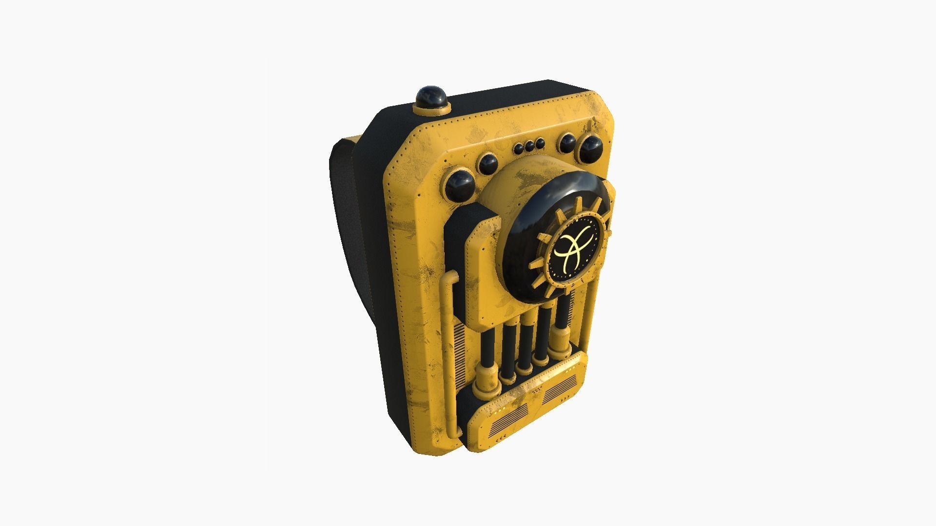 SciFi Backpack I02 Yellow - Fashion Character Design Low-poly 3D model_2