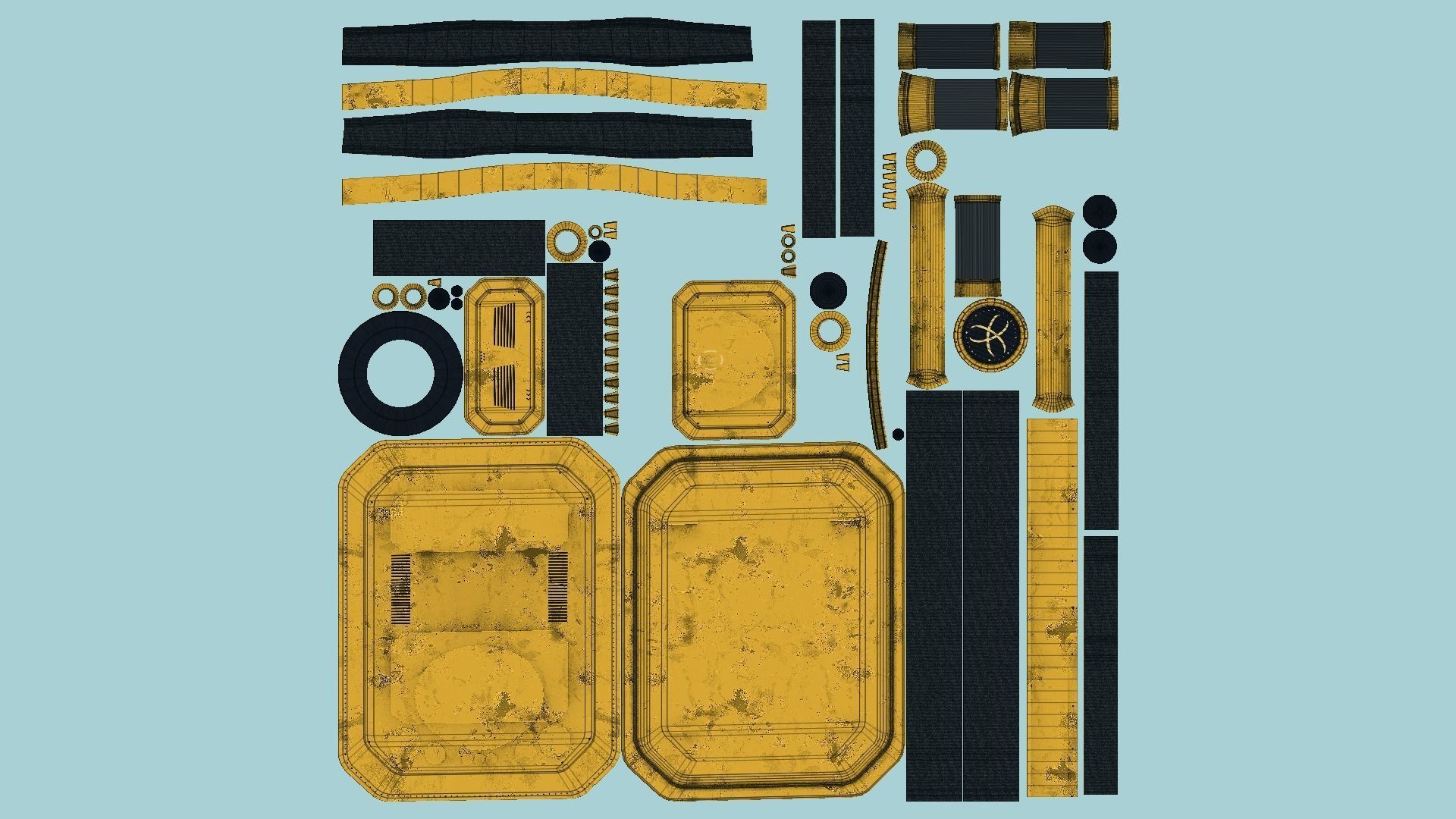 SciFi Backpack I02 Yellow - Fashion Character Design Low-poly 3D model_5