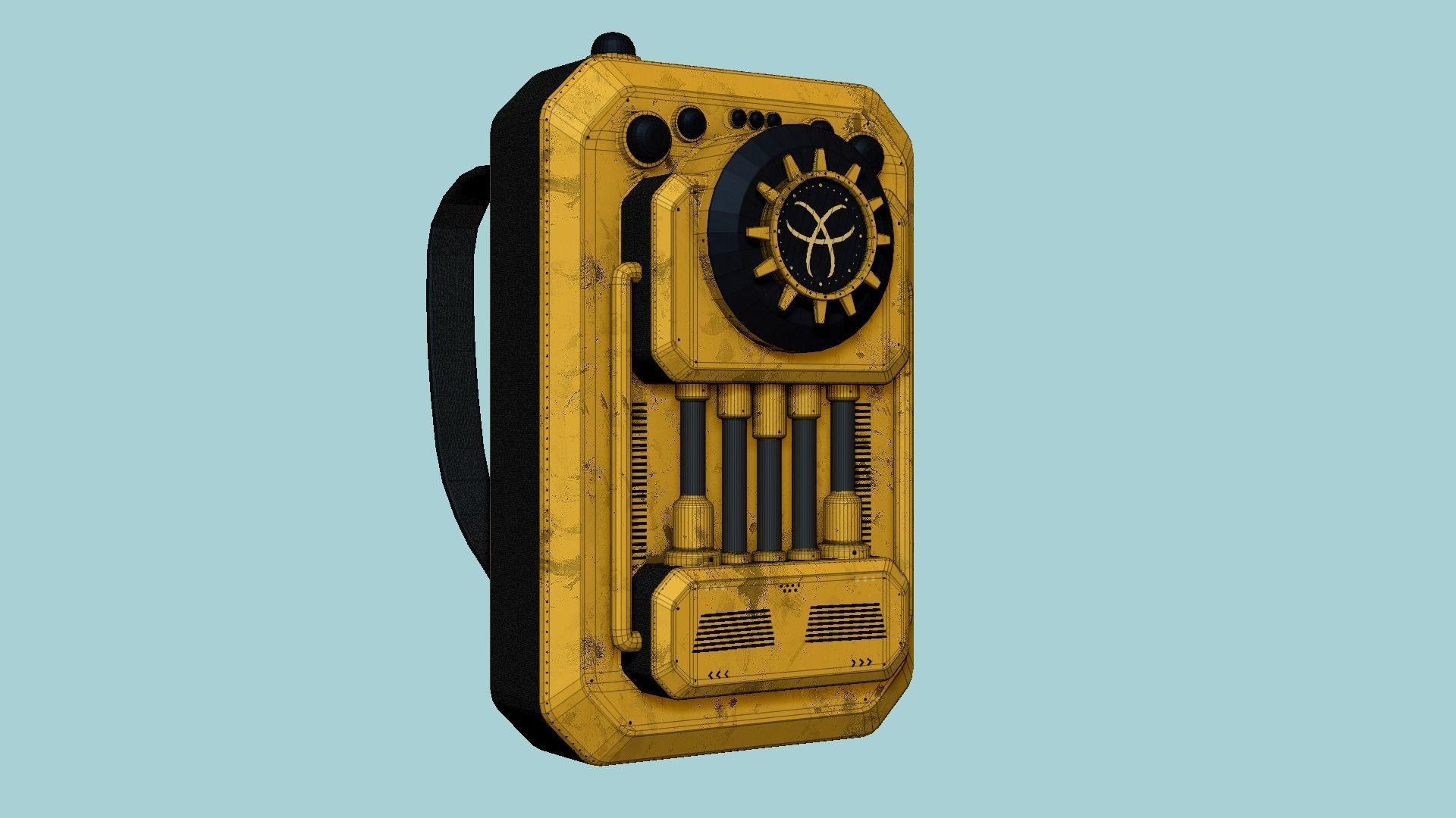 SciFi Backpack I02 Yellow - Fashion Character Design Low-poly 3D model_6