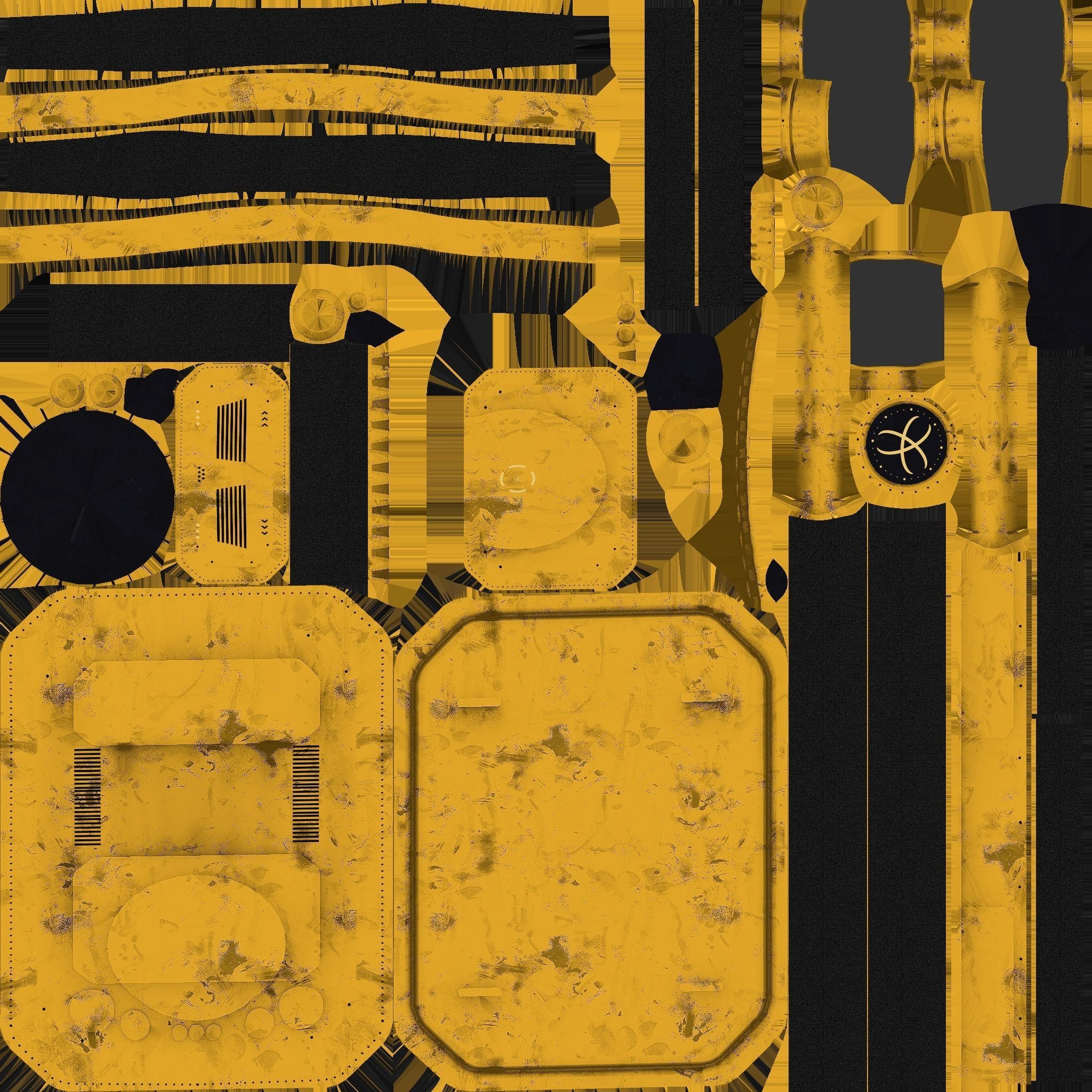 SciFi Backpack I02 Yellow - Fashion Character Design Low-poly 3D model_21