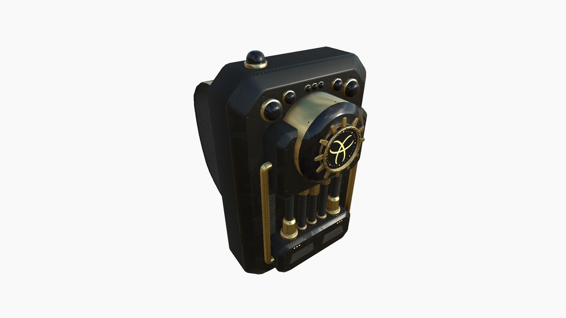 SciFi Backpack I03 Black Gold - Fashion Character Design Low-poly 3D model_2