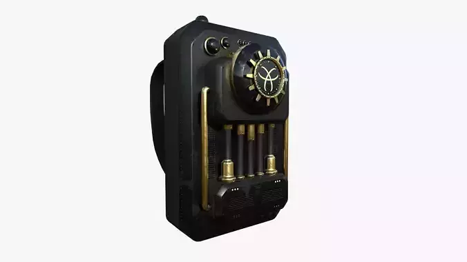 SciFi Backpack I03 Black Gold - Fashion Character Design Low-poly 3D model