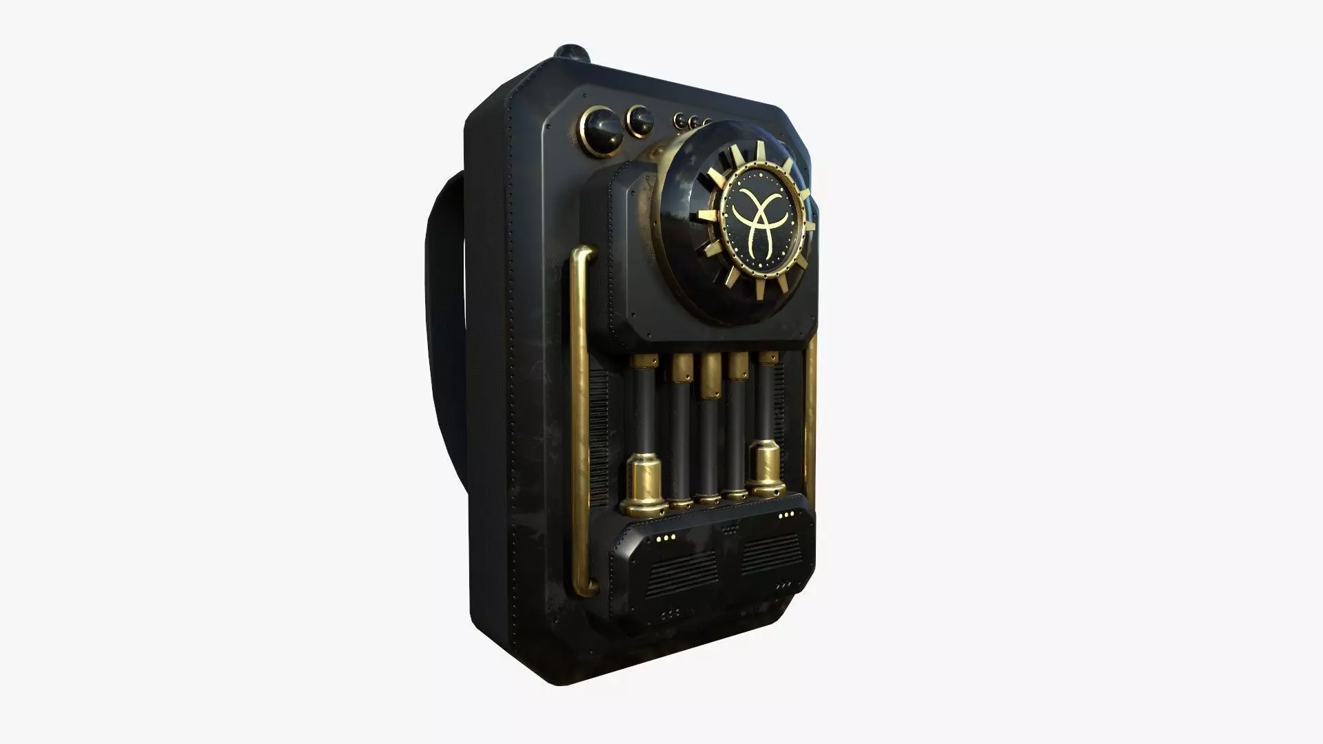 SciFi Backpack I03 Black Gold - Fashion Character Design Low-poly 3D model_0