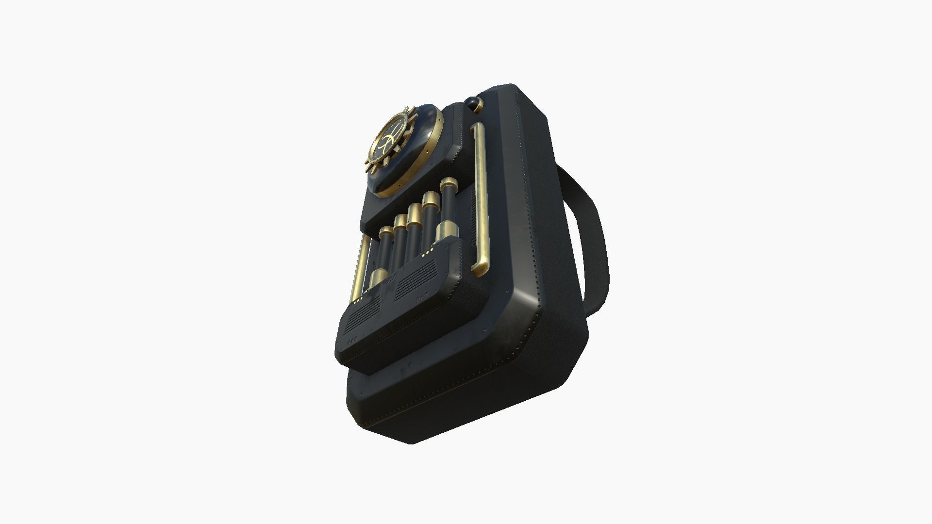 SciFi Backpack I03 Black Gold - Fashion Character Design Low-poly 3D model_3