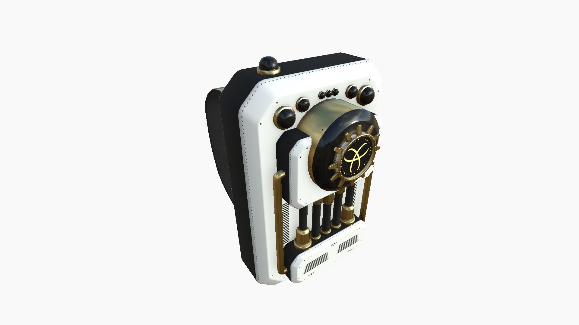 SciFi Backpack I04 White Gold - Fashion Character Design Low-poly 3D model_2