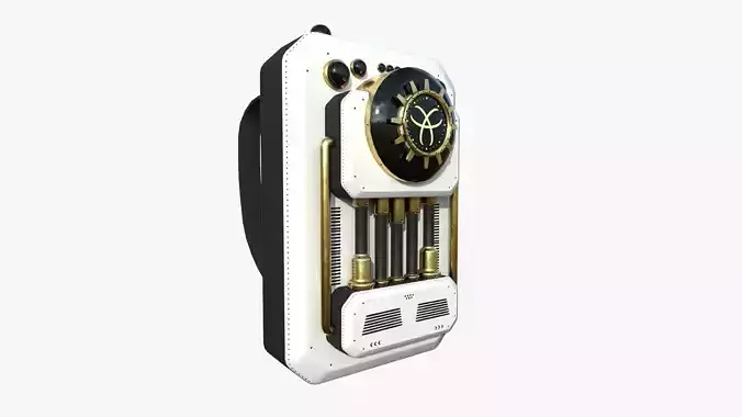 SciFi Backpack I04 White Gold - Fashion Character Design Low-poly 3D model