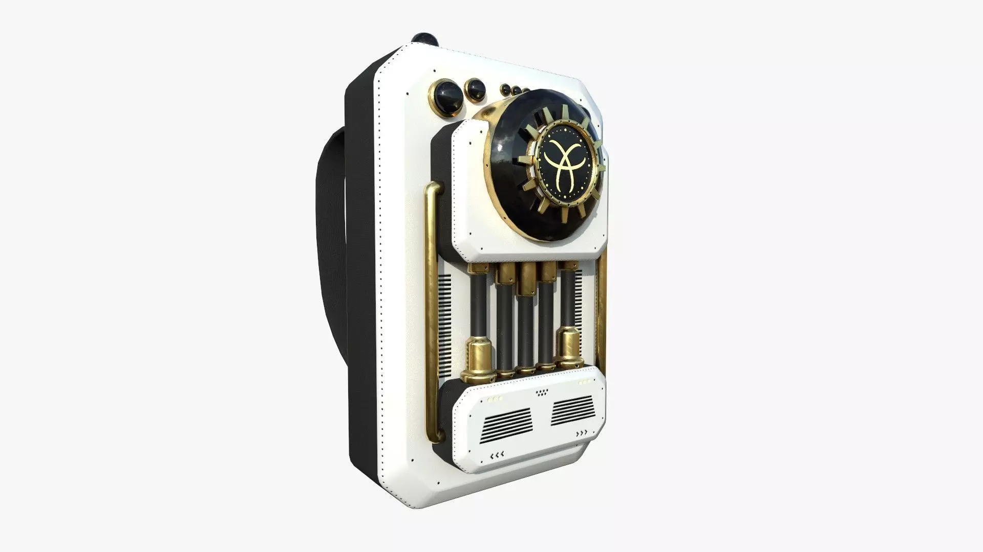 SciFi Backpack I04 White Gold - Fashion Character Design Low-poly 3D model_0