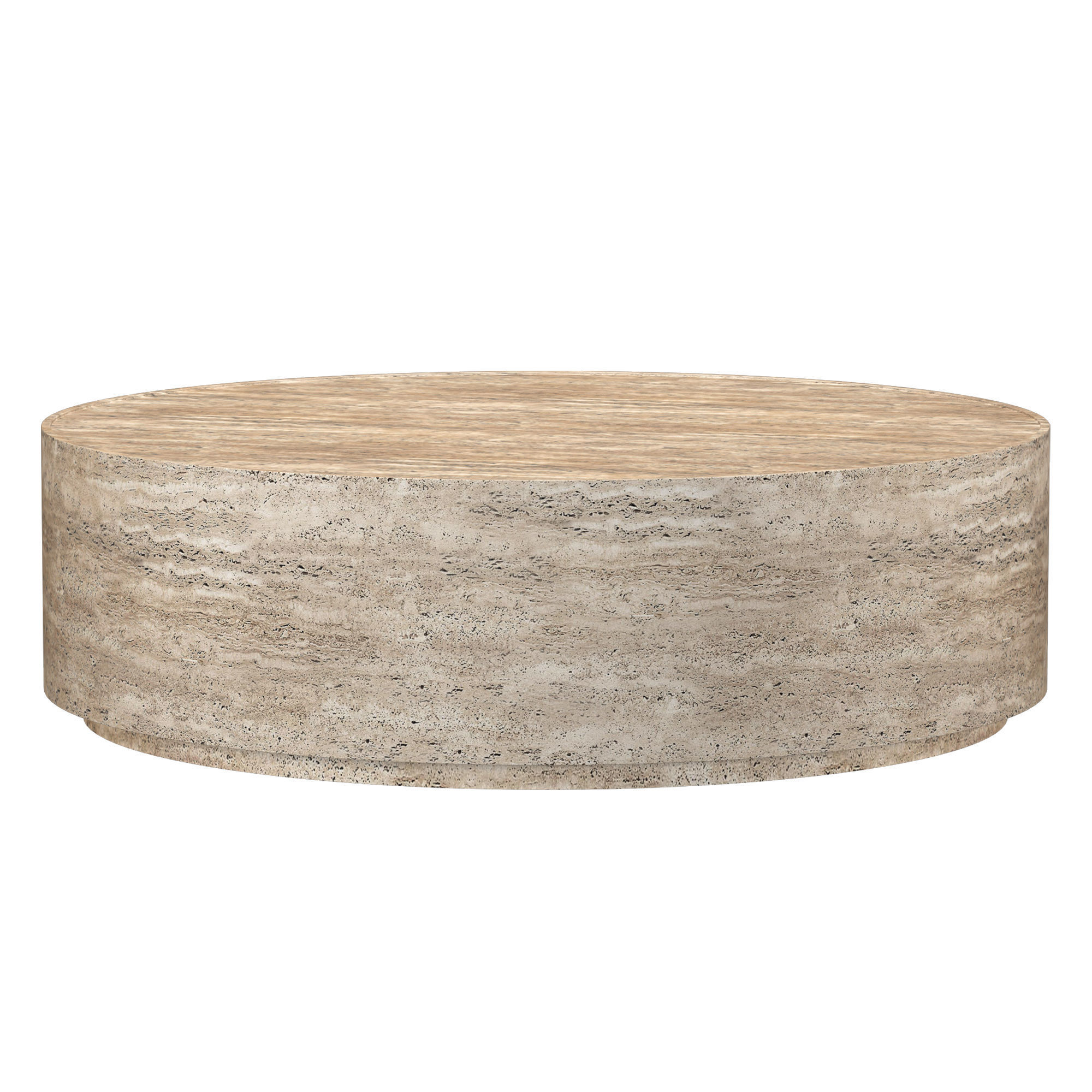 ITALIAN TRAVERTINE PLINTH ROUND COFFEE TABLE 3D model_1