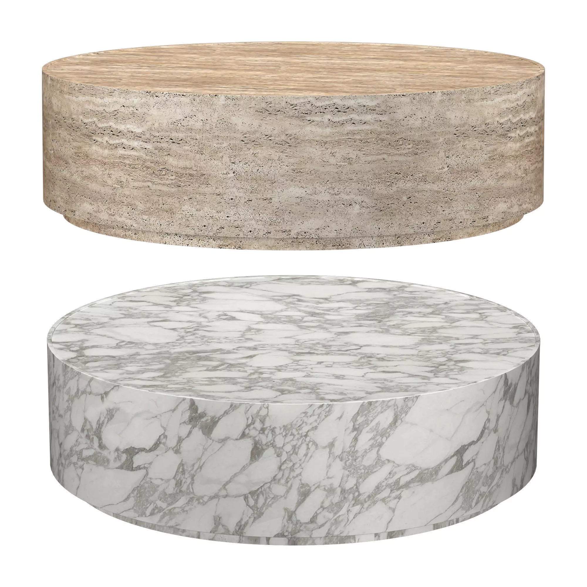 ITALIAN TRAVERTINE PLINTH ROUND COFFEE TABLE 3D model_0