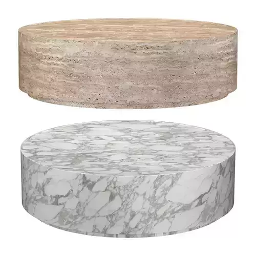 ITALIAN TRAVERTINE PLINTH ROUND COFFEE TABLE