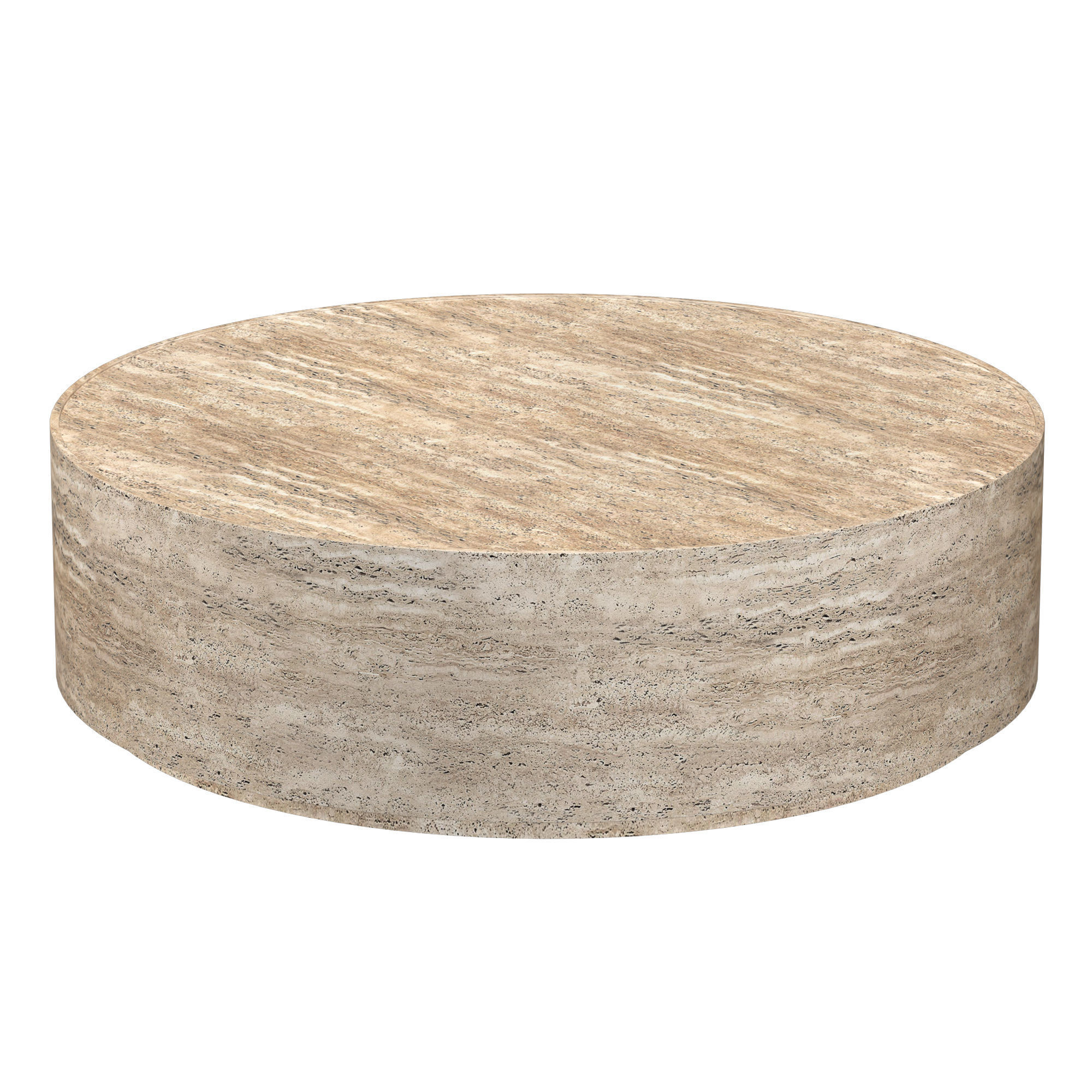 ITALIAN TRAVERTINE PLINTH ROUND COFFEE TABLE 3D model_2