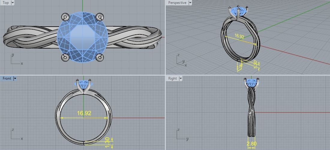 Soliter ring Model 1852 3D print model_5