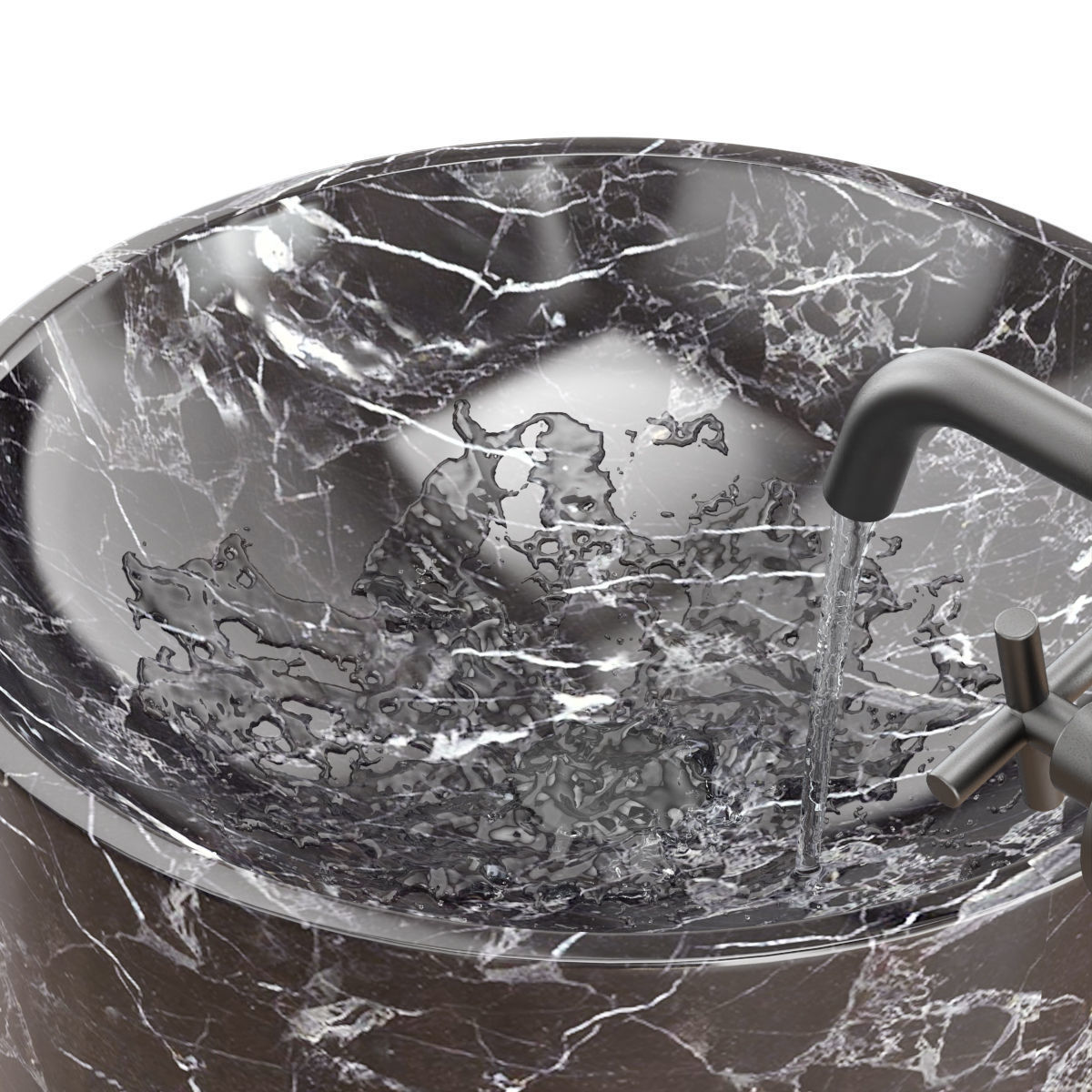 Black Kale Marble Sink 3D model_4