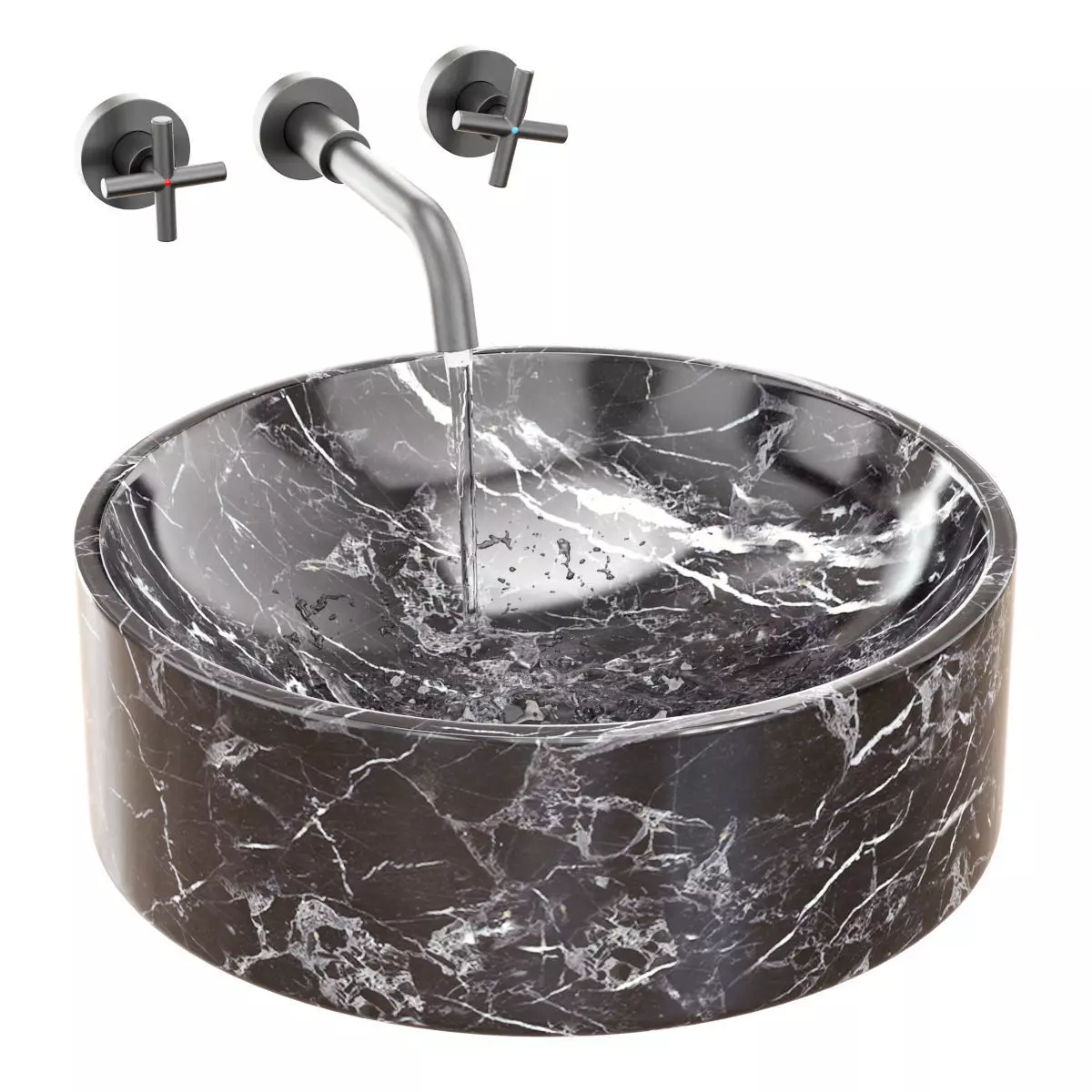 Black Kale Marble Sink 3D model_0