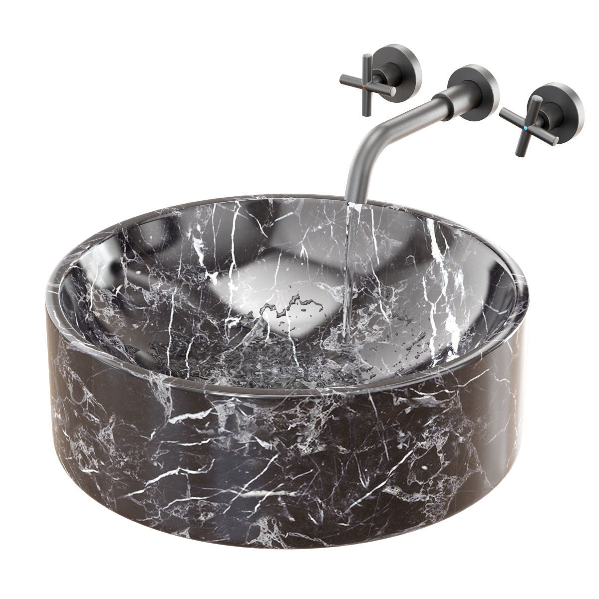 Black Kale Marble Sink 3D model_1