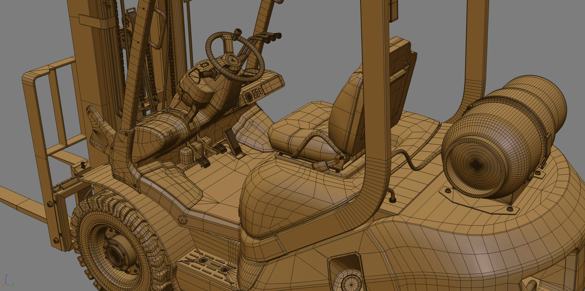 Forklift Komatsu BX50 Rigged 3D model_27