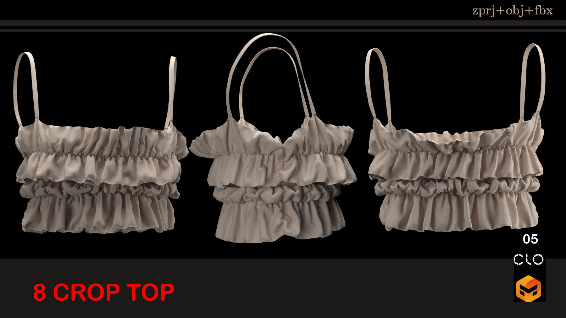 8 CROP TOP SETS 3D model_5