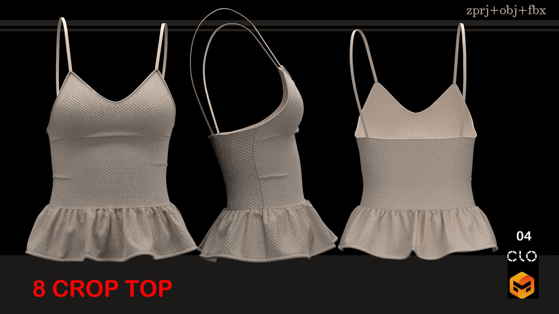 8 CROP TOP SETS 3D model_4