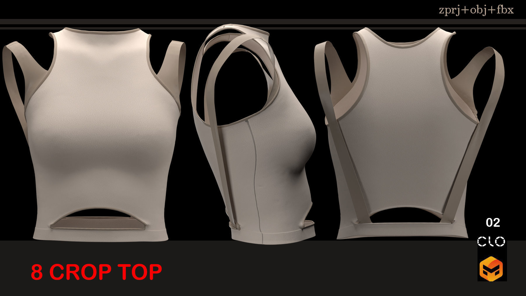 8 CROP TOP SETS 3D model_2