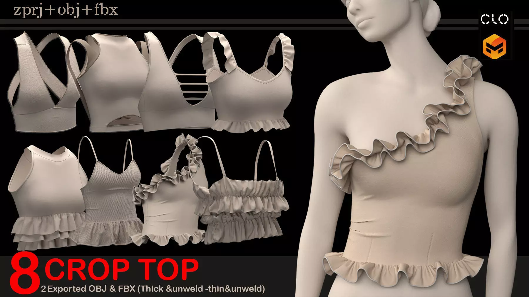8 CROP TOP SETS 3D model_0