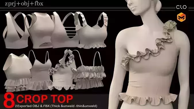 8 CROP TOP SETS 3D model 8 CROP TOP SETS 3D model