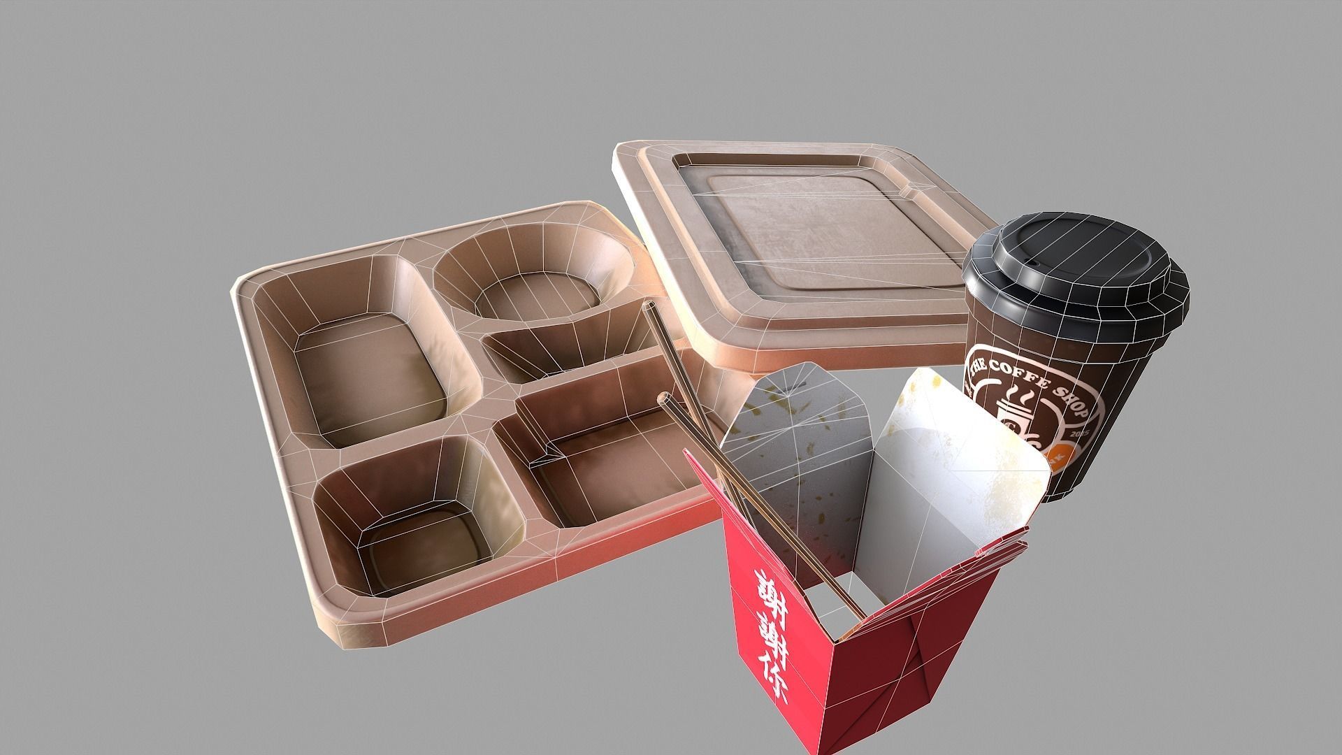 fast food containers Low-poly 3D model_5