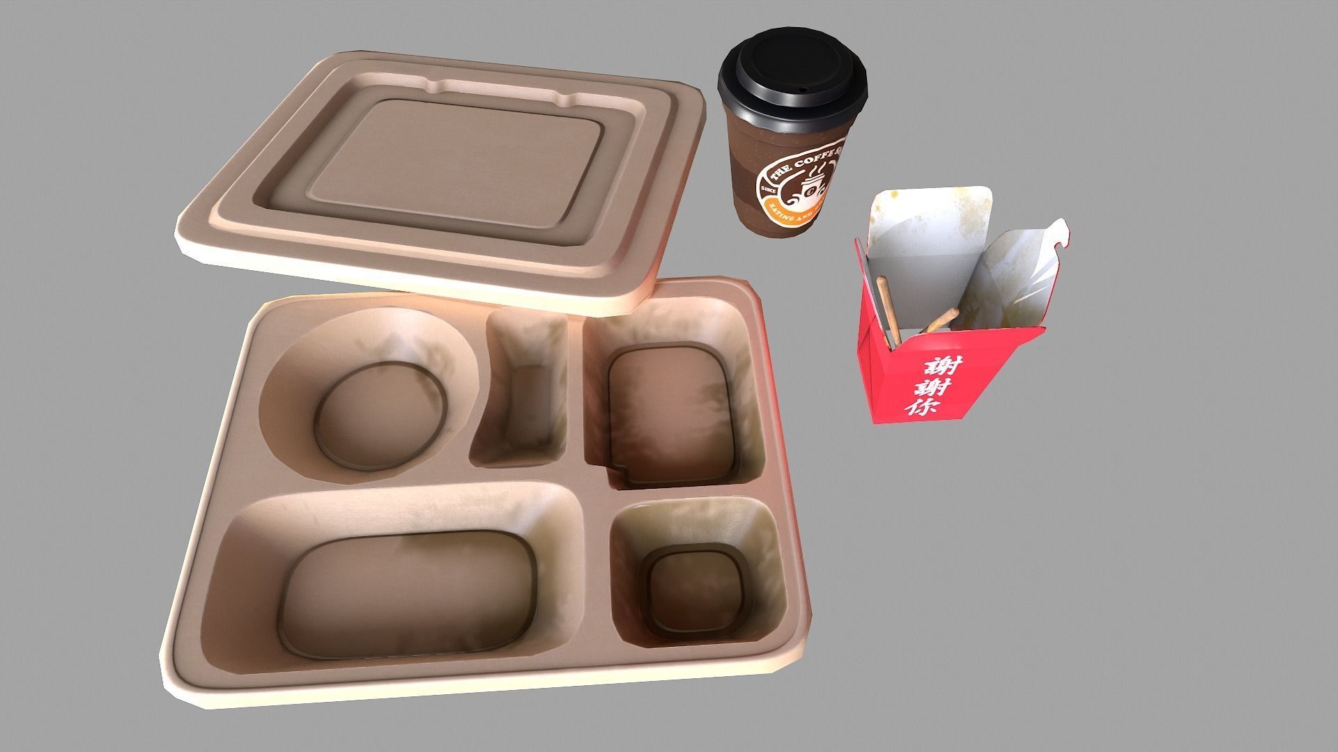 fast food containers Low-poly 3D model_3