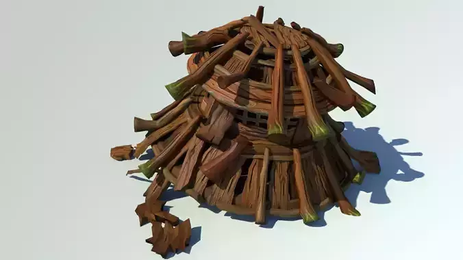 Cartoon Wooden House Log Cabin Frame collapse temple blockhouse