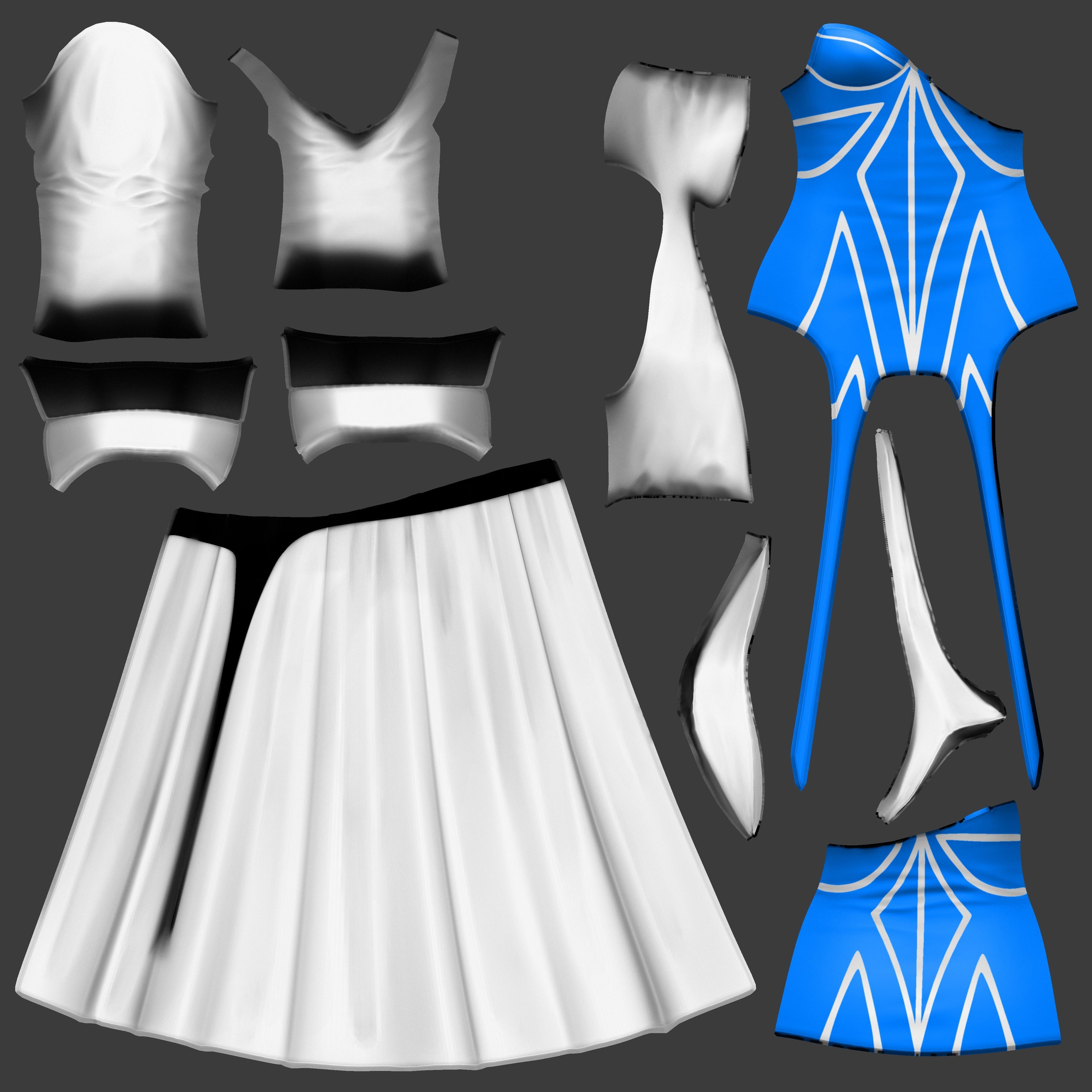 Female Fashion Diva Outfit Low-poly 3D model_10