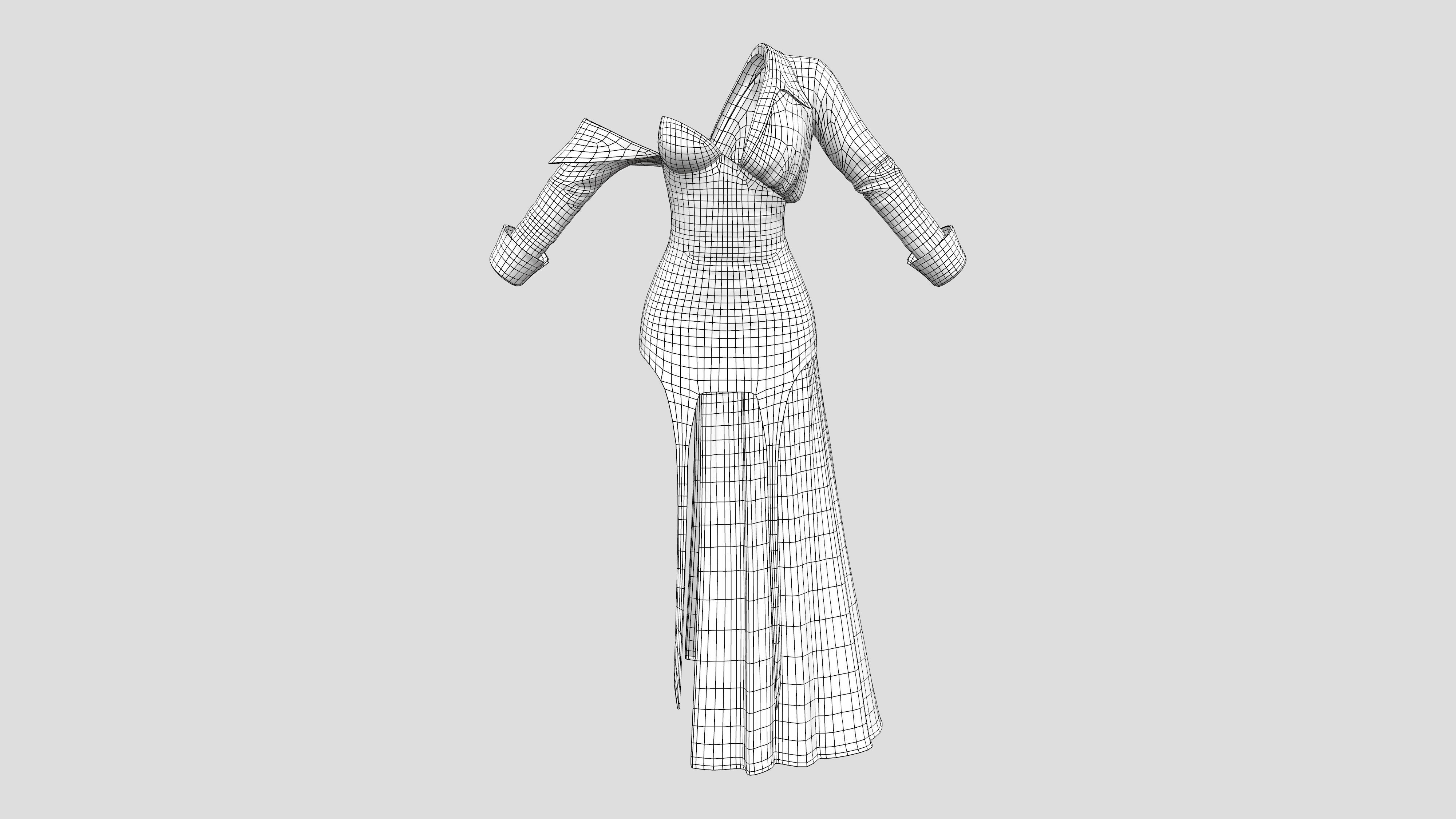 Female Fashion Diva Outfit Low-poly 3D model_7