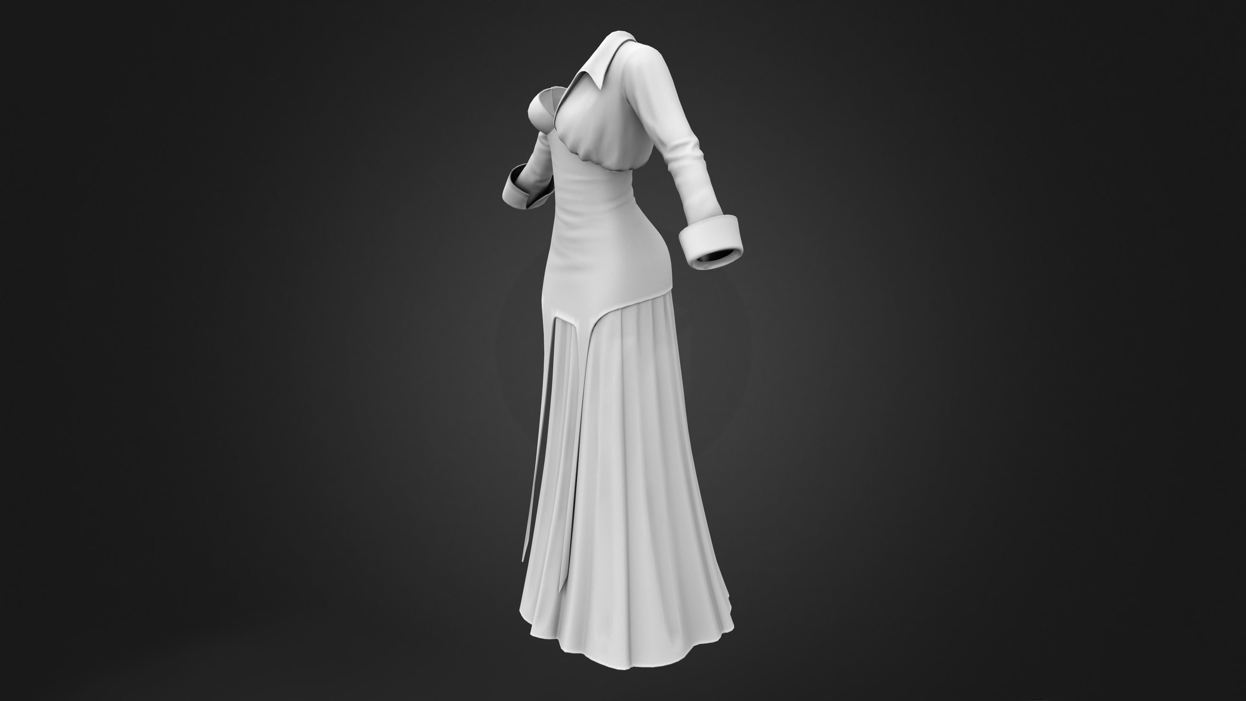 Female Fashion Diva Outfit Low-poly 3D model_9