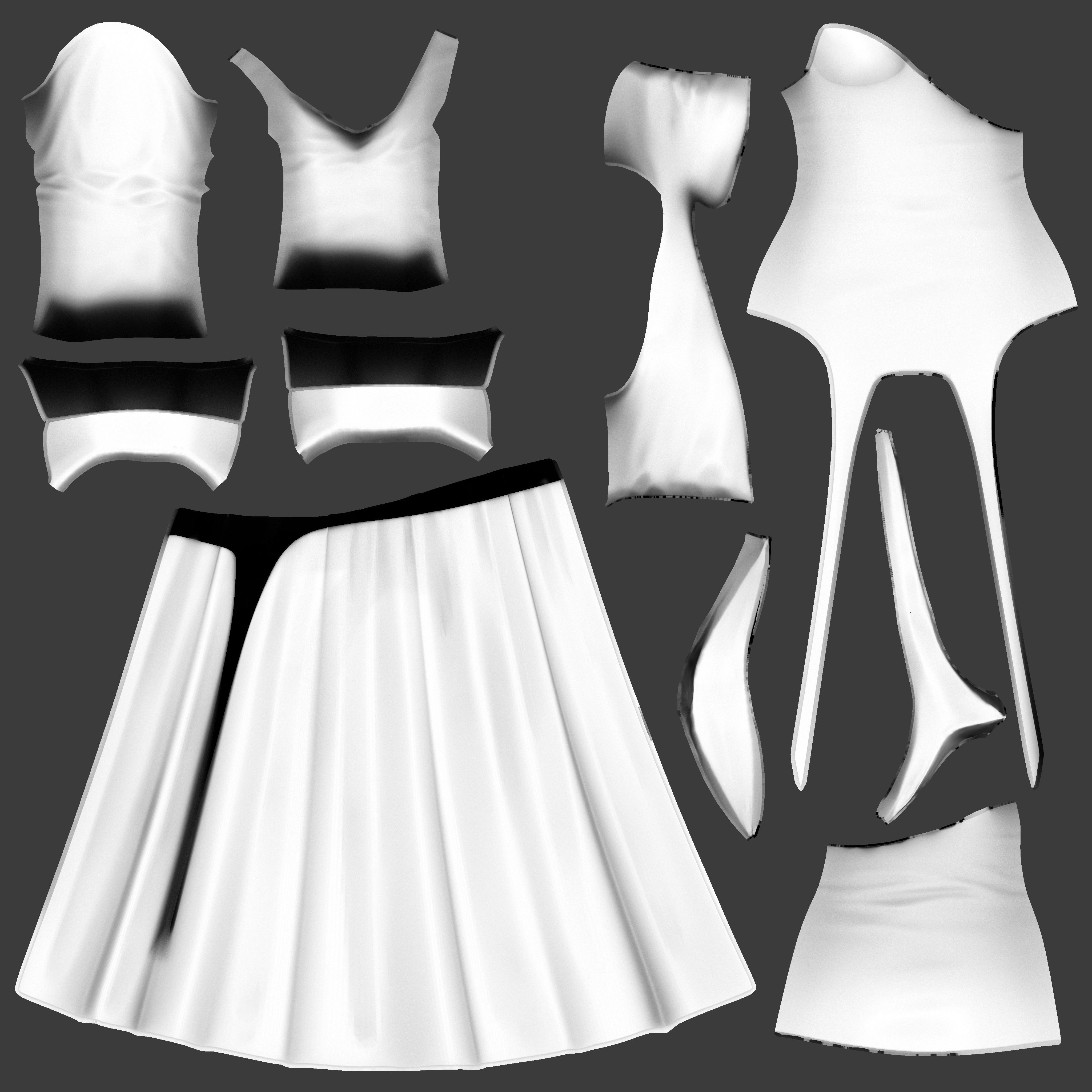 Female Fashion Diva Outfit Low-poly 3D model_13