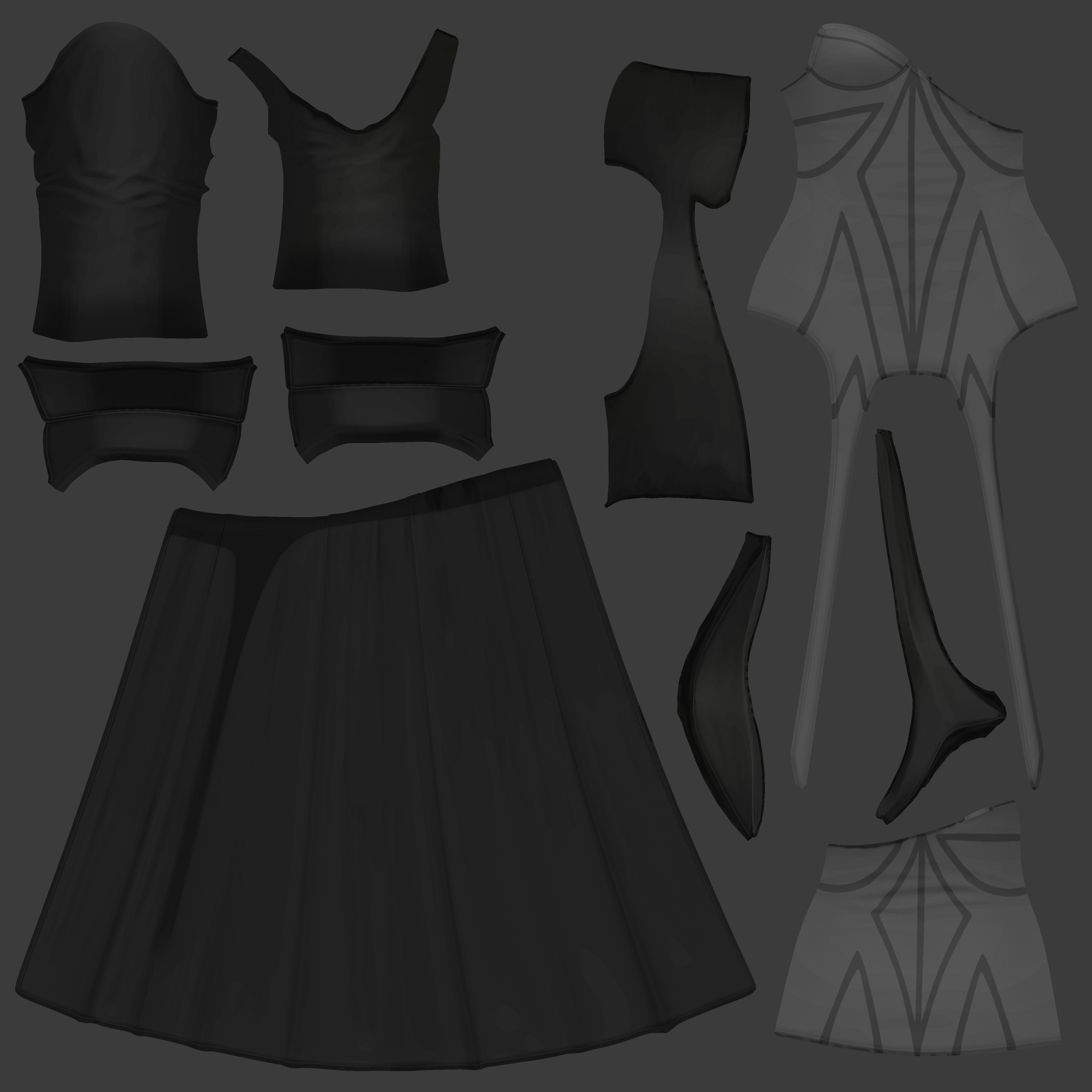 Female Fashion Diva Outfit Low-poly 3D model_12