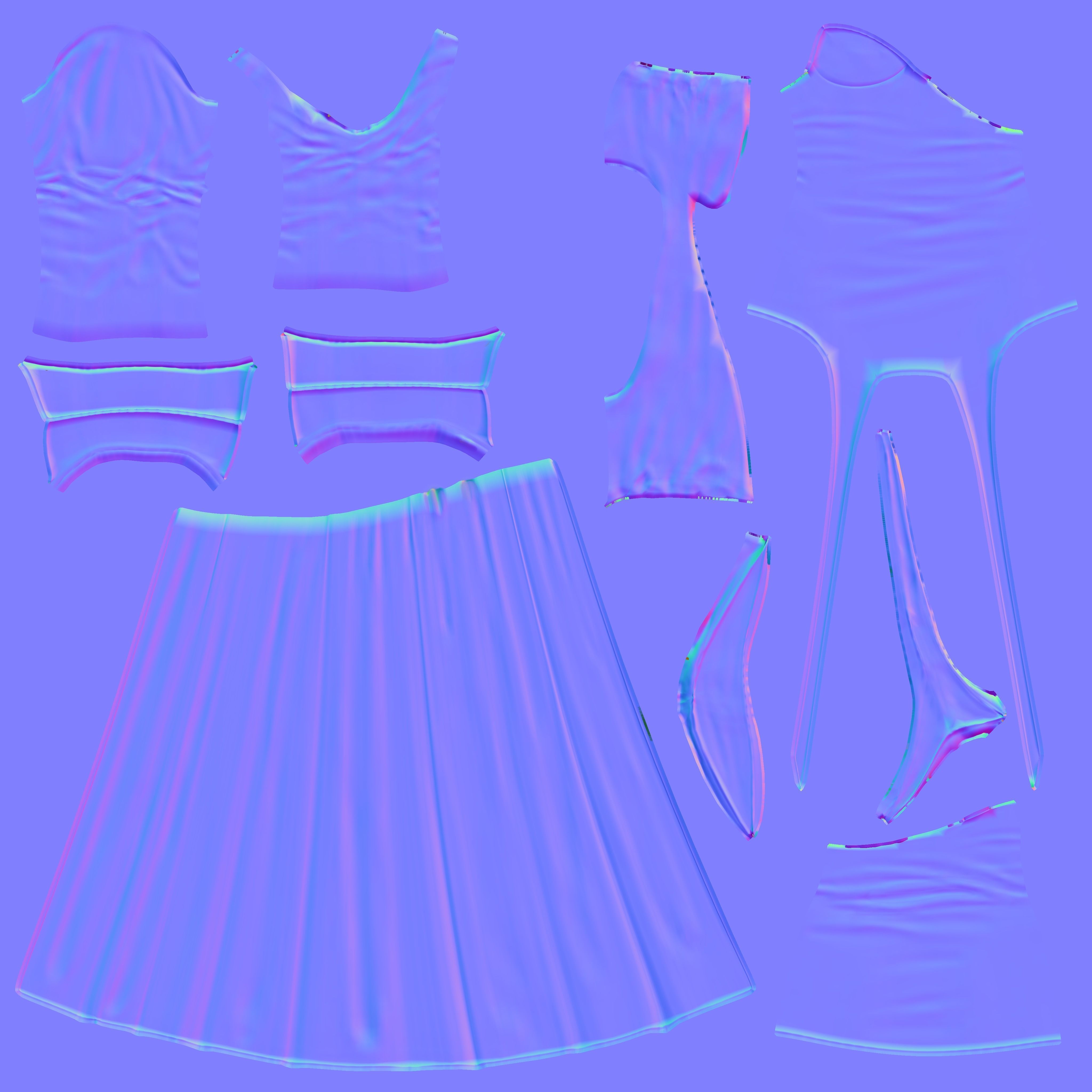 Female Fashion Diva Outfit Low-poly 3D model_11