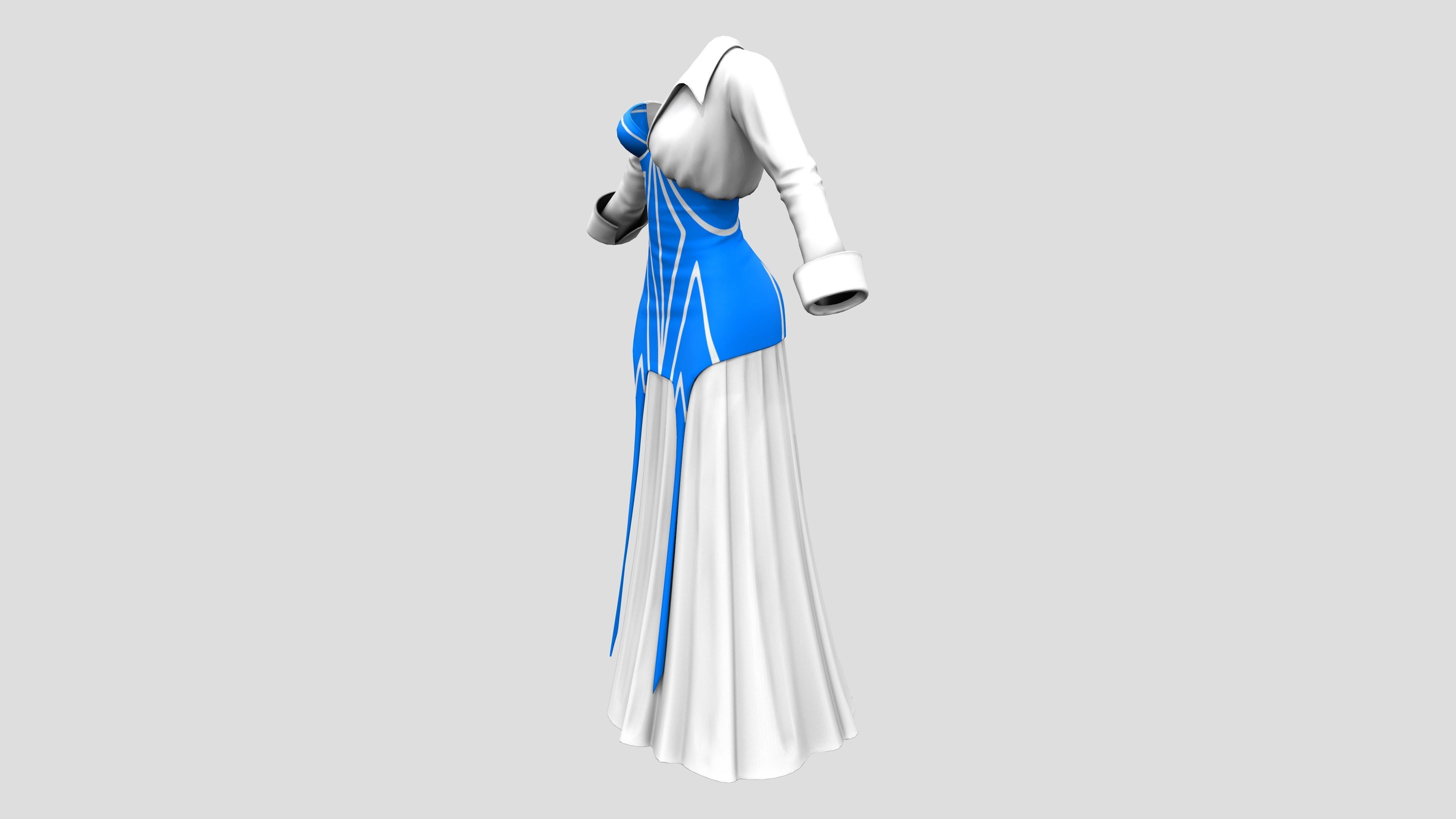 Female Fashion Diva Outfit Low-poly 3D model_3