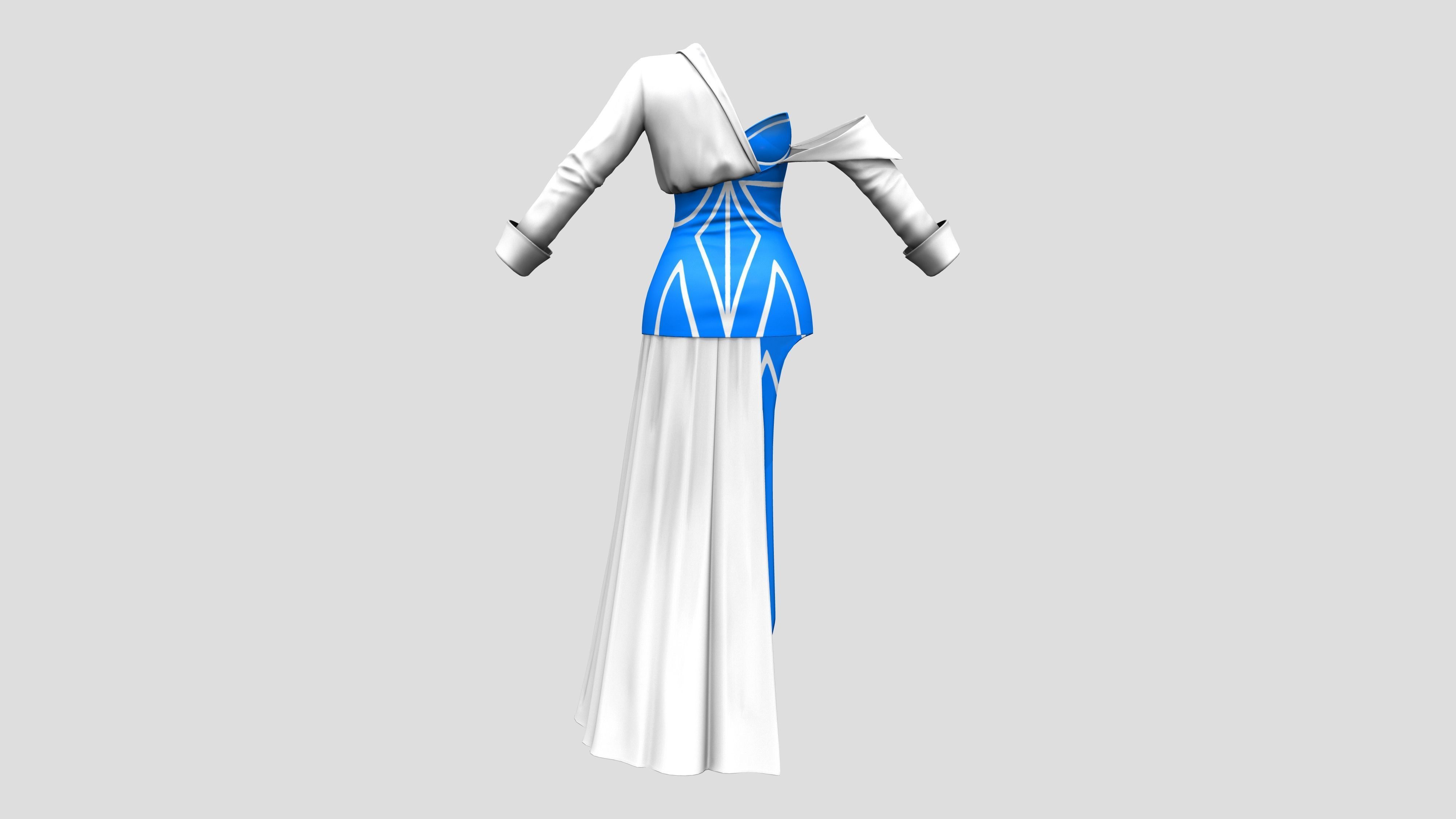 Female Fashion Diva Outfit Low-poly 3D model_5