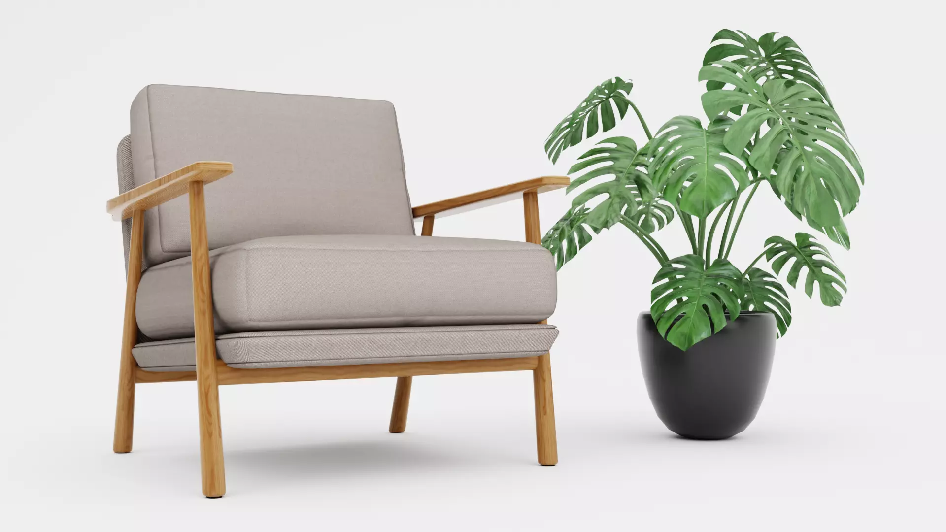 Armchair Furniture with Wood sides Free 3D model