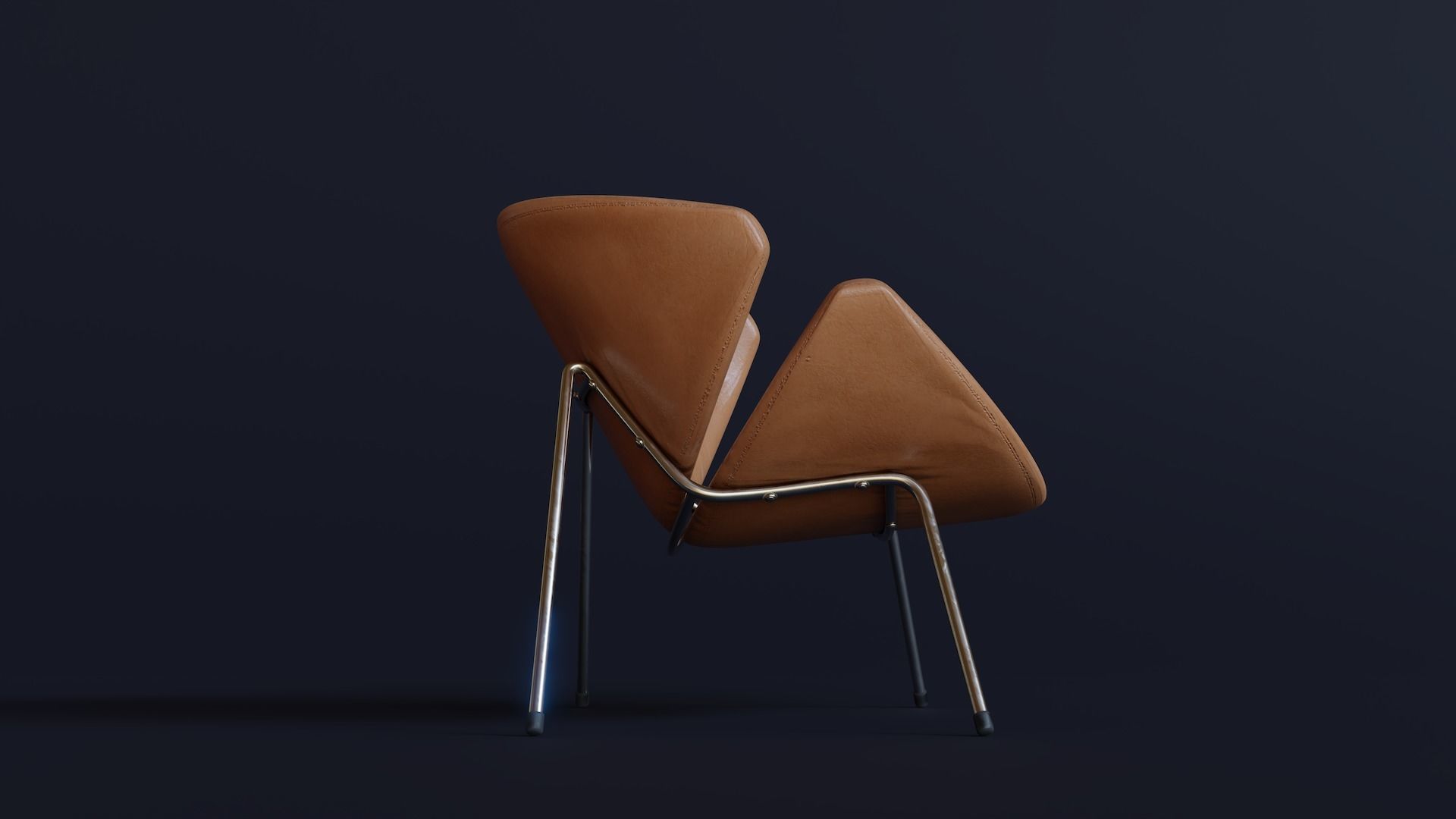 Mid-Century Orange Slice Chair Low-poly 3D model_4