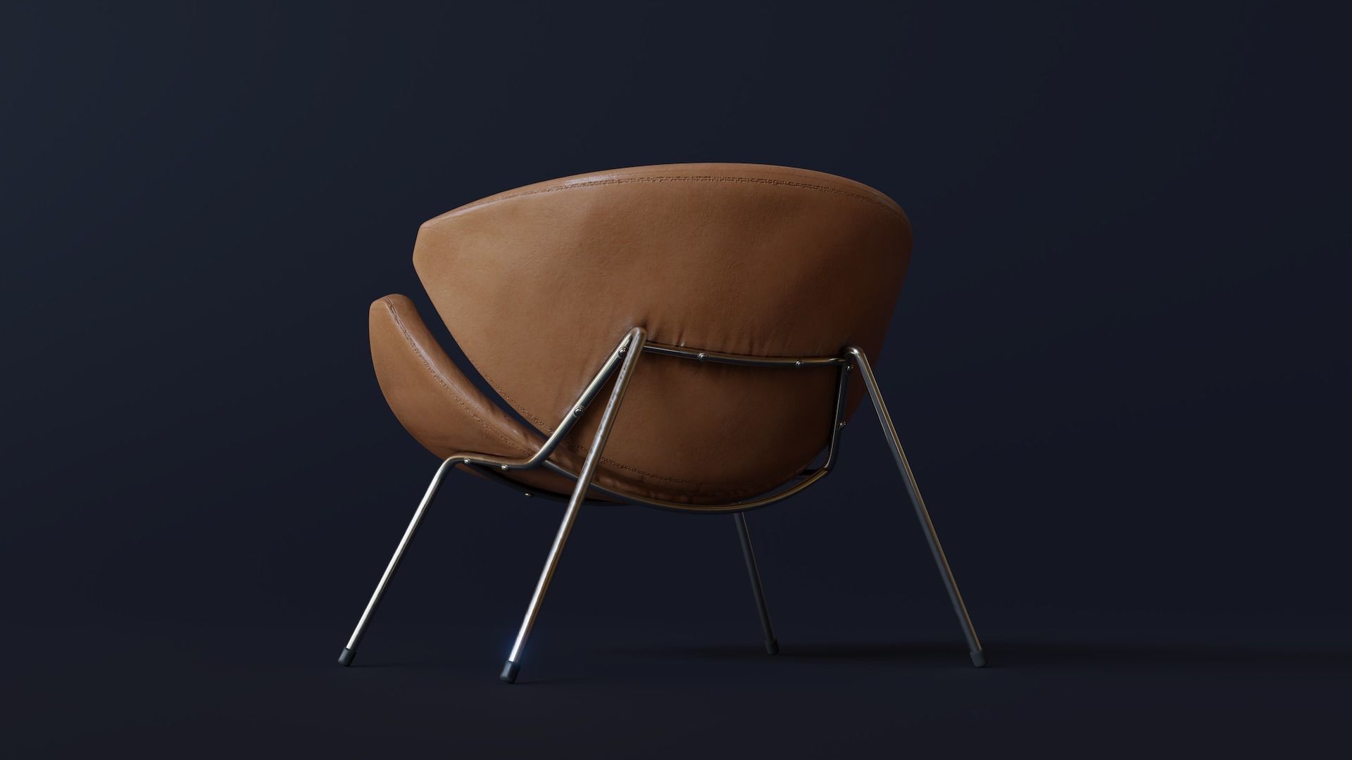 Mid-Century Orange Slice Chair Low-poly 3D model_3
