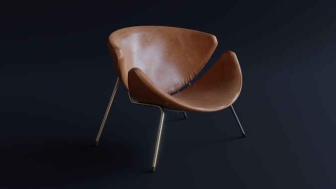 Mid-Century Orange Slice Chair Low-poly 3D model