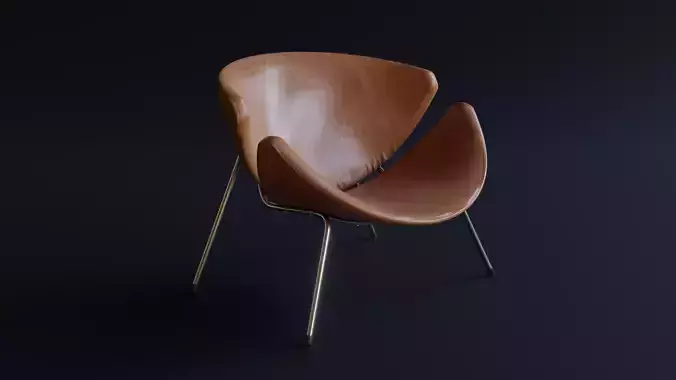Mid-Century Orange Slice Chair Low-poly 3D model