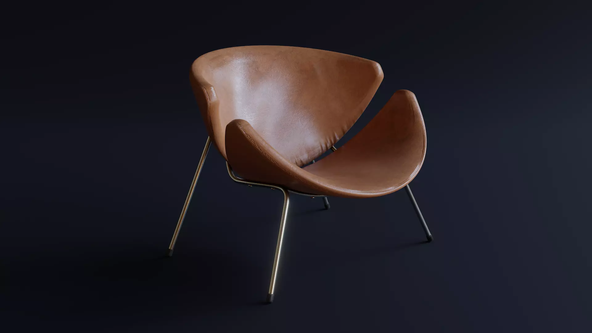 Mid-Century Orange Slice Chair Low-poly 3D model_0
