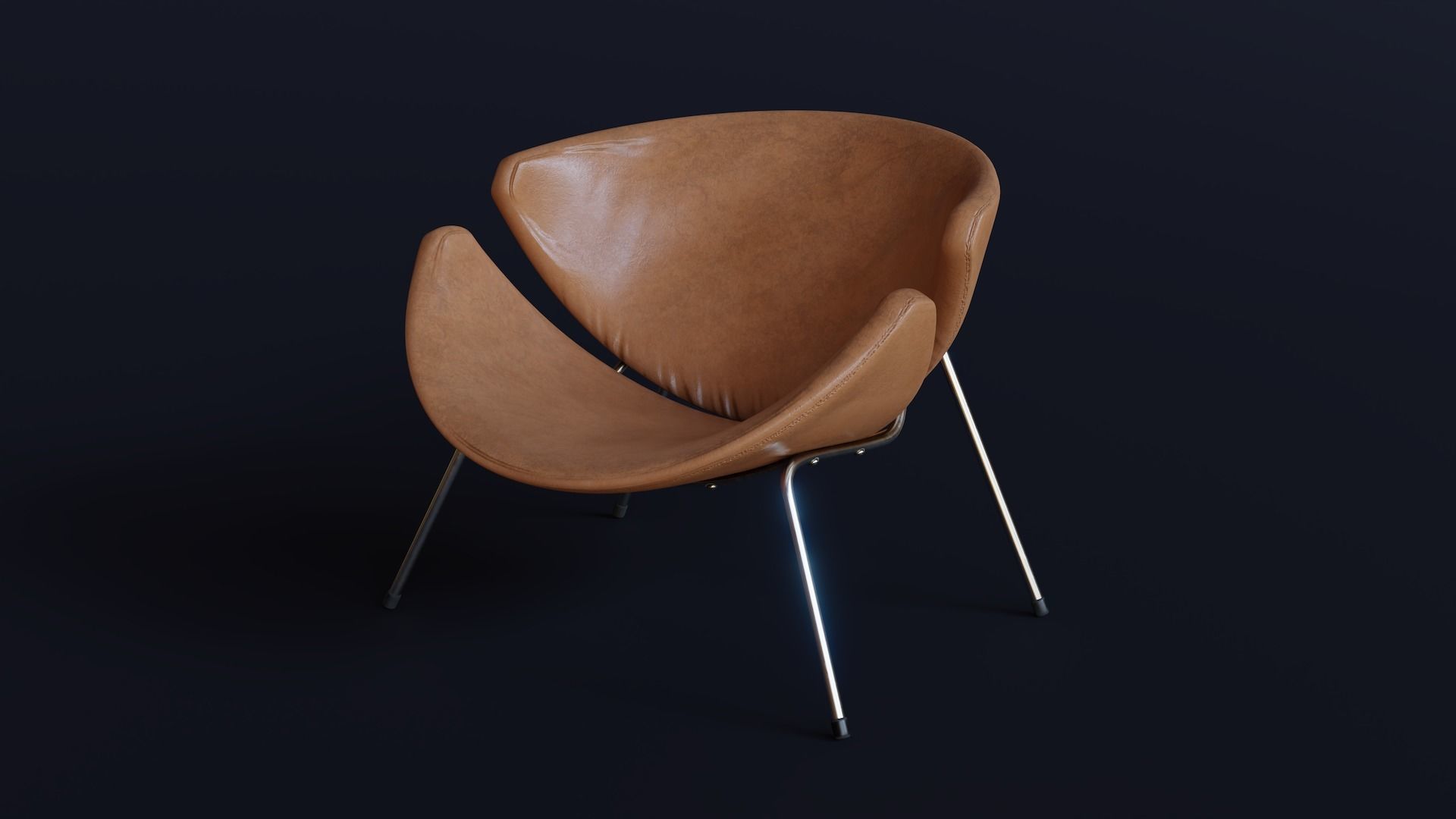 Mid-Century Orange Slice Chair Low-poly 3D model_2