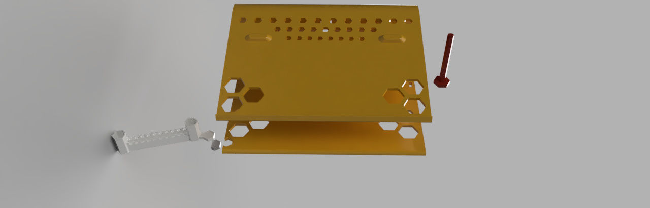 LapTop stand with phone and pencil holder 2 usb slots  Free 3D print model_10