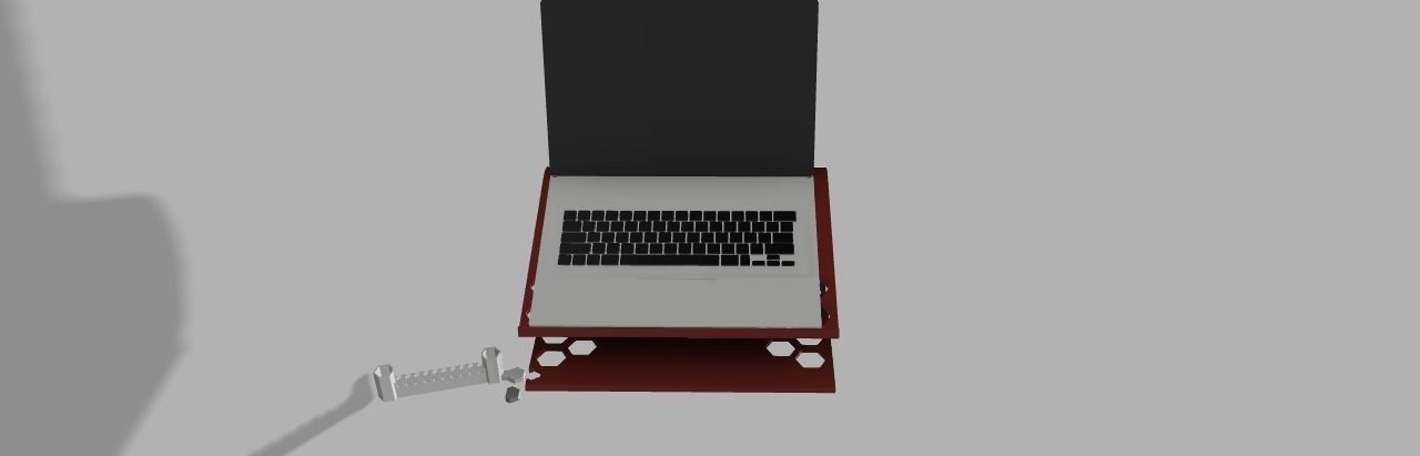 LapTop stand with phone and pencil holder 2 usb slots  Free 3D print model_1