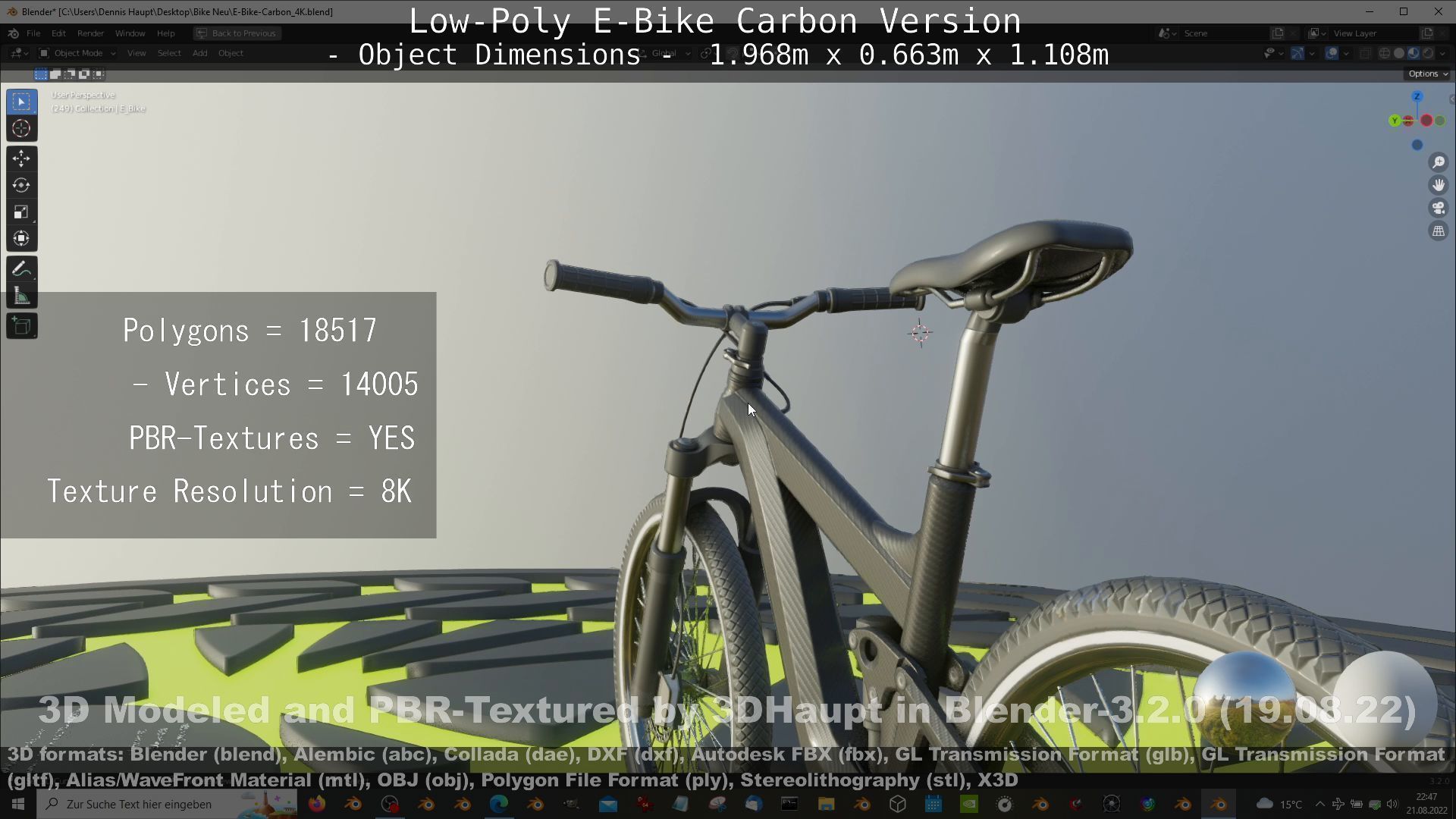 E-Bike Carbon Version Low-poly 3D model_33