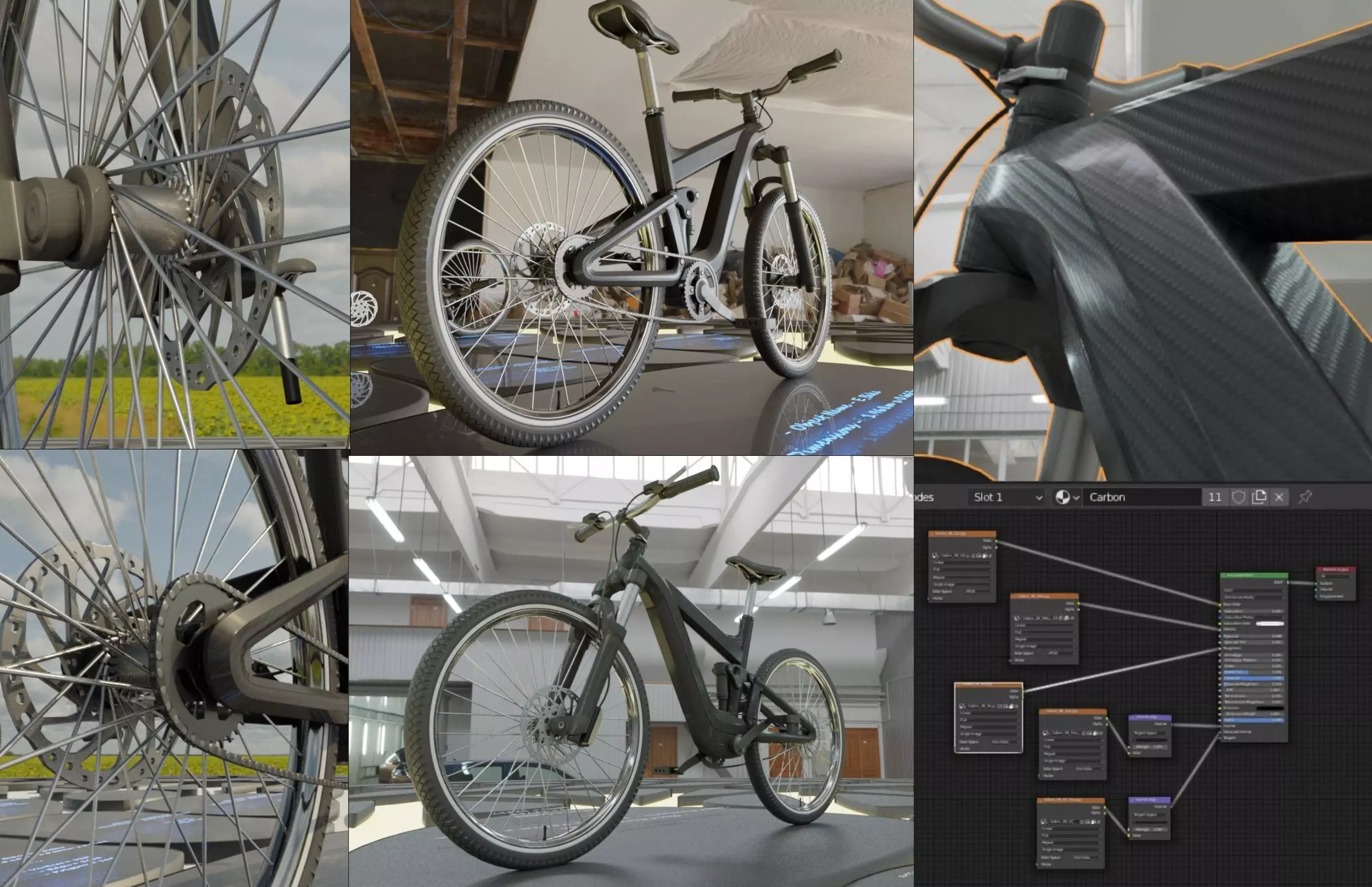 E-Bike Carbon Version Low-poly 3D model_0