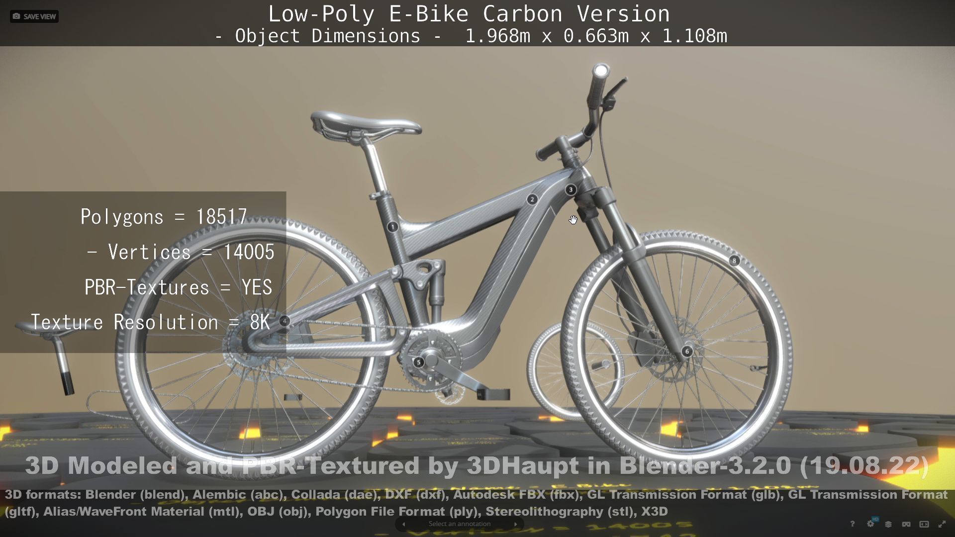 E-Bike Carbon Version Low-poly 3D model_61