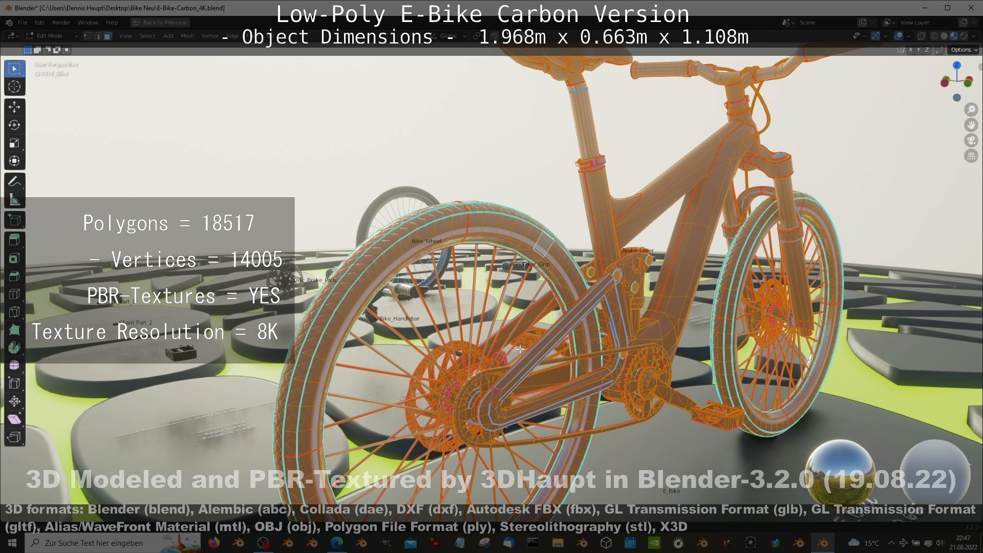 E-Bike Carbon Version Low-poly 3D model_123